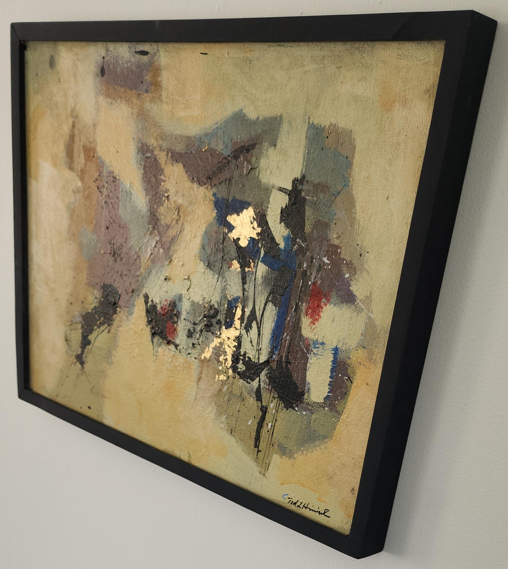 Celestial II (Gestural Abstraction, Beige, Brown, Earth Tone, Red, Blue, Black) For Sale 2
