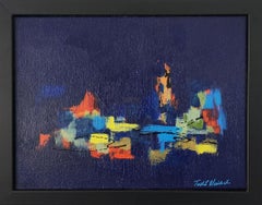 City Night (Abstract, Acrylic, Gestural Abstraction, Red, Yellow, Blue, Orange)