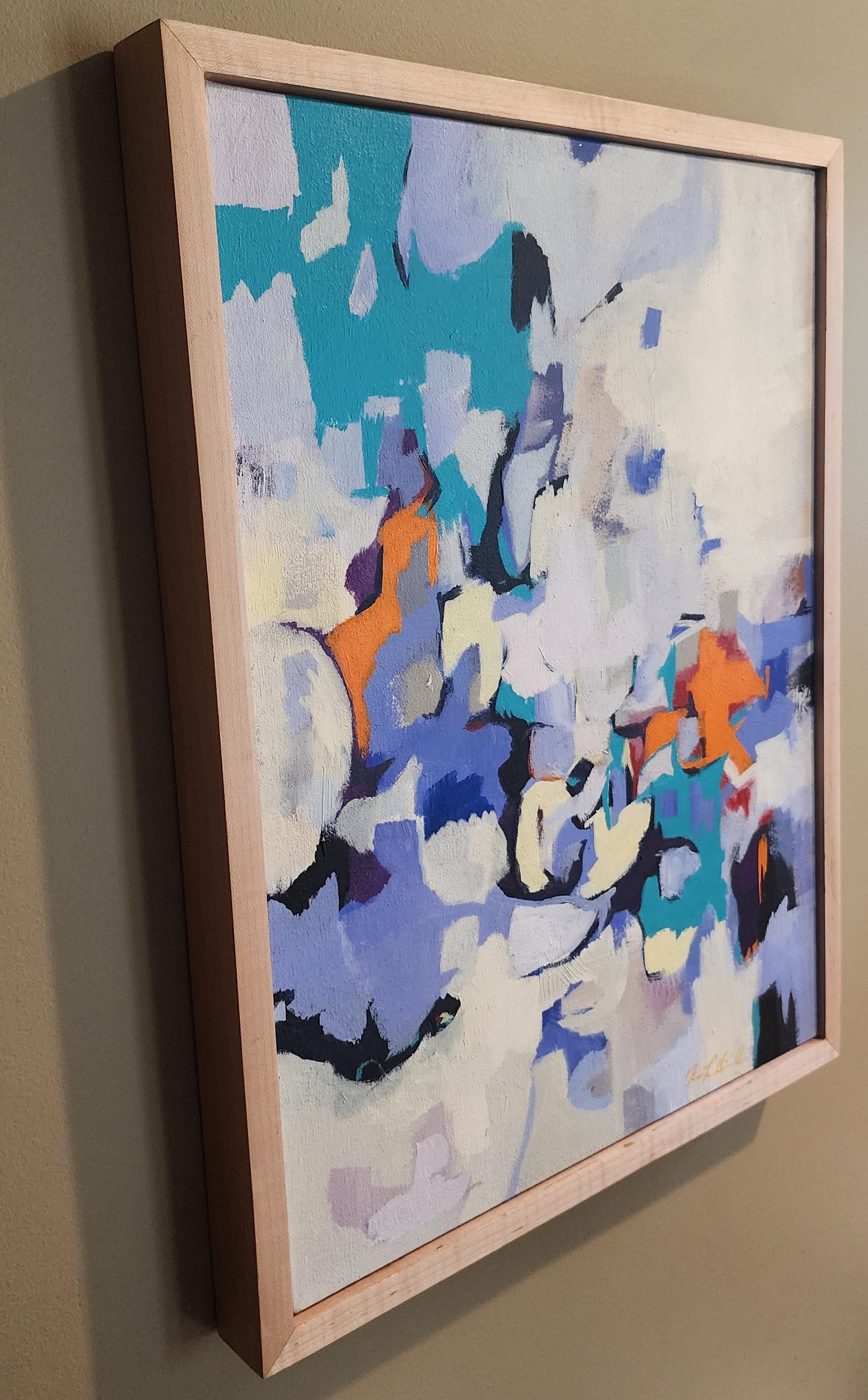 Street de la ville (abstrait, acrylique, abstraction gestuelle, bleu, bleu clair, sarcelle) en vente 3