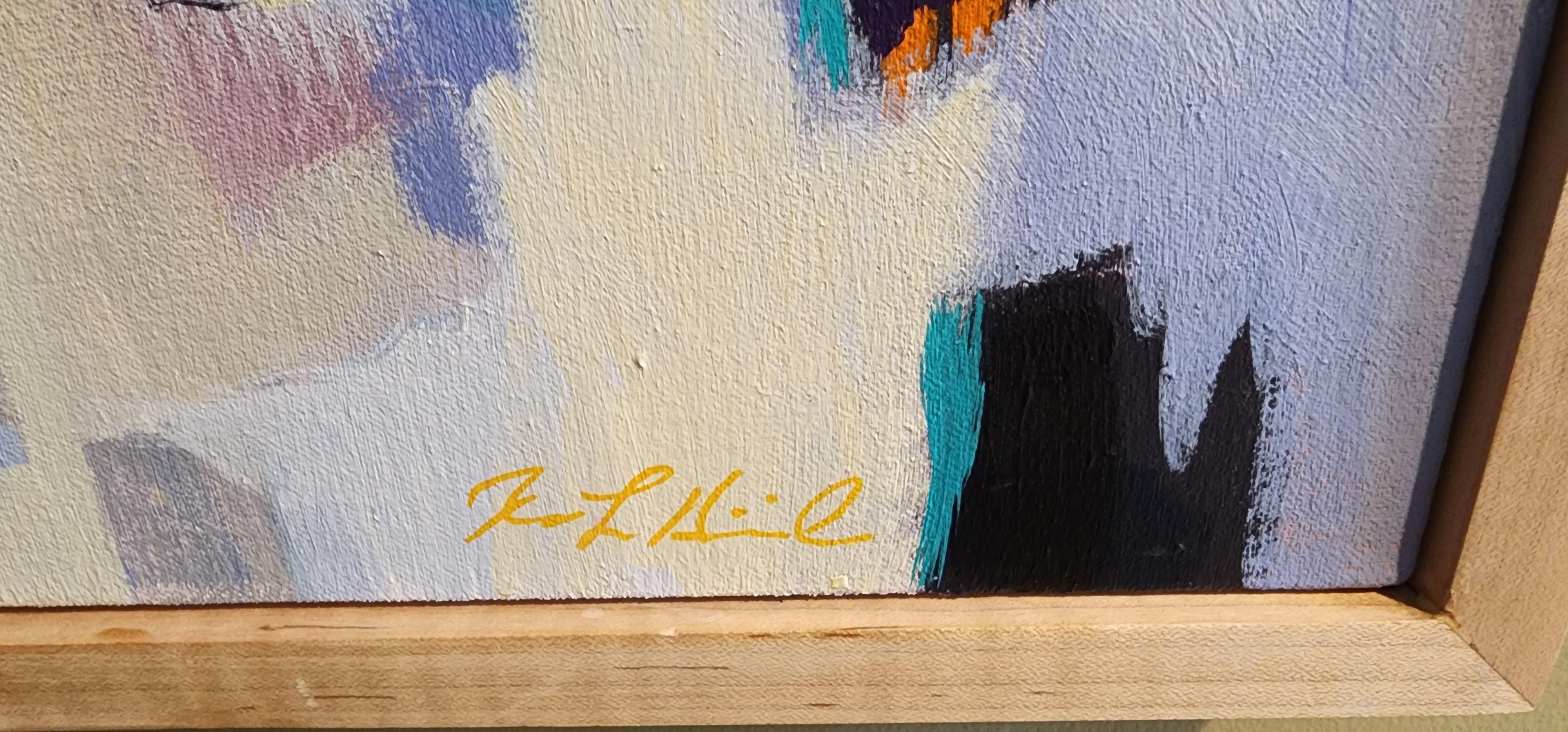 Street de la ville (abstrait, acrylique, abstraction gestuelle, bleu, bleu clair, sarcelle) en vente 4