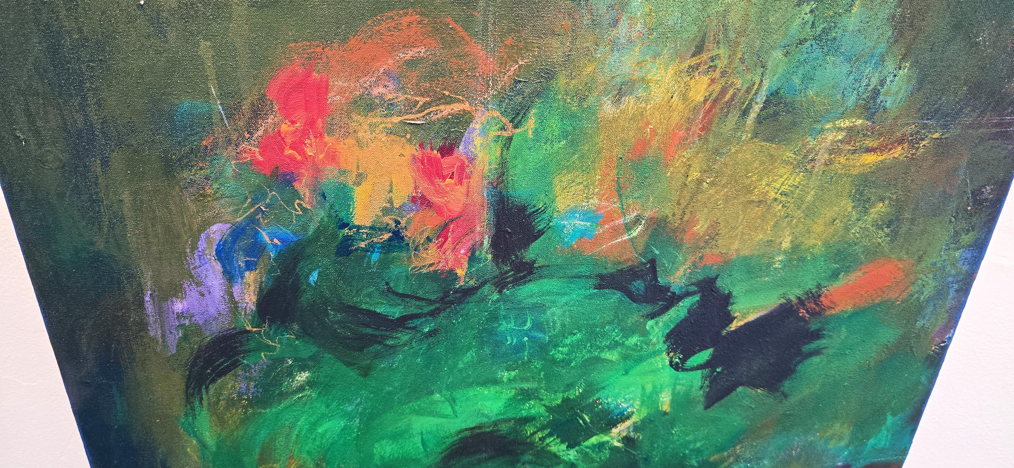Descubriendo el verde (Abstracción gestual, Verde, Azul, Oro, Selva, ~42% DESCUENTO) en venta 3