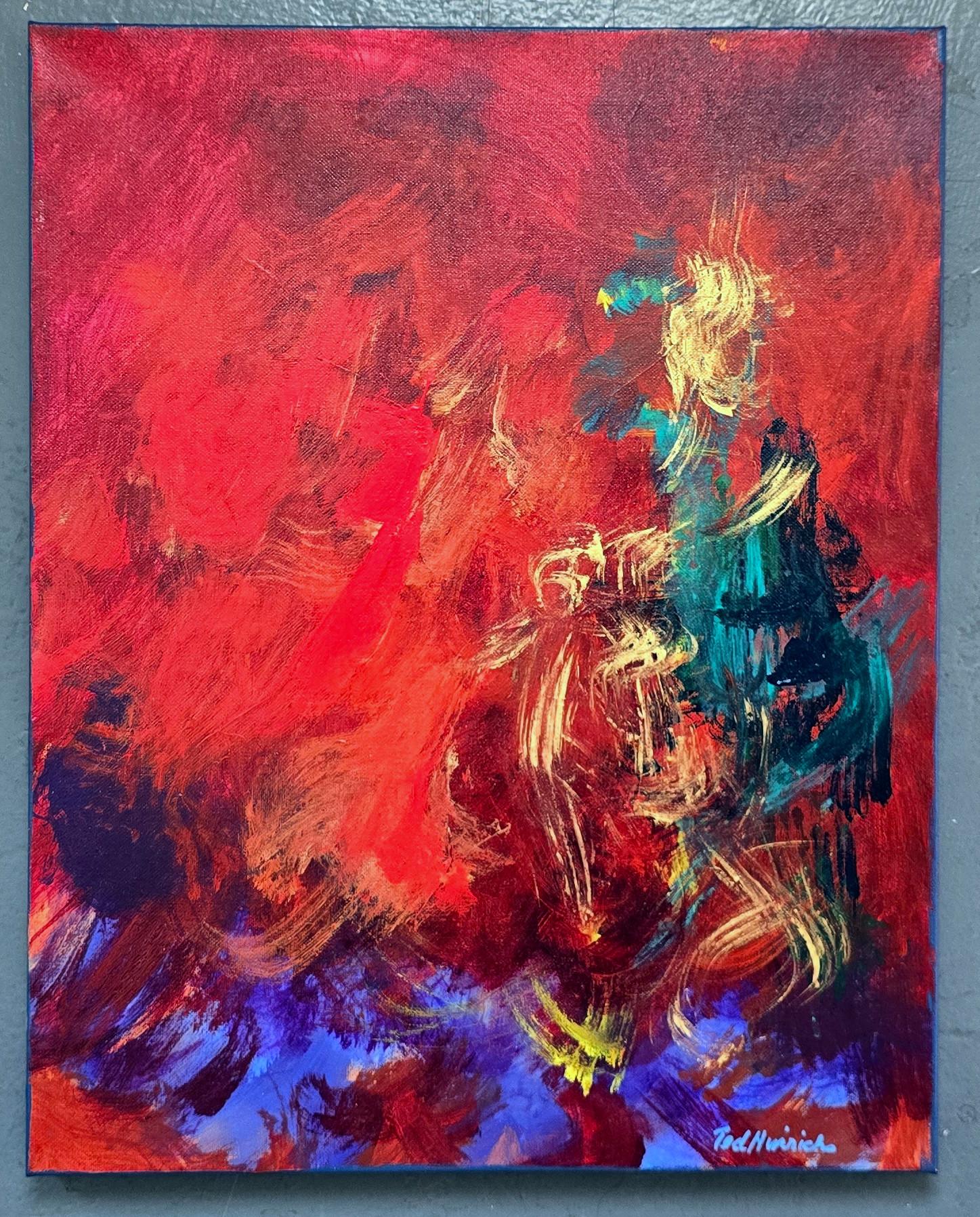 Discovering Red (Gestural Abstraction, Red, Green, Blue, Gold, ~35% OFF) im Angebot 1