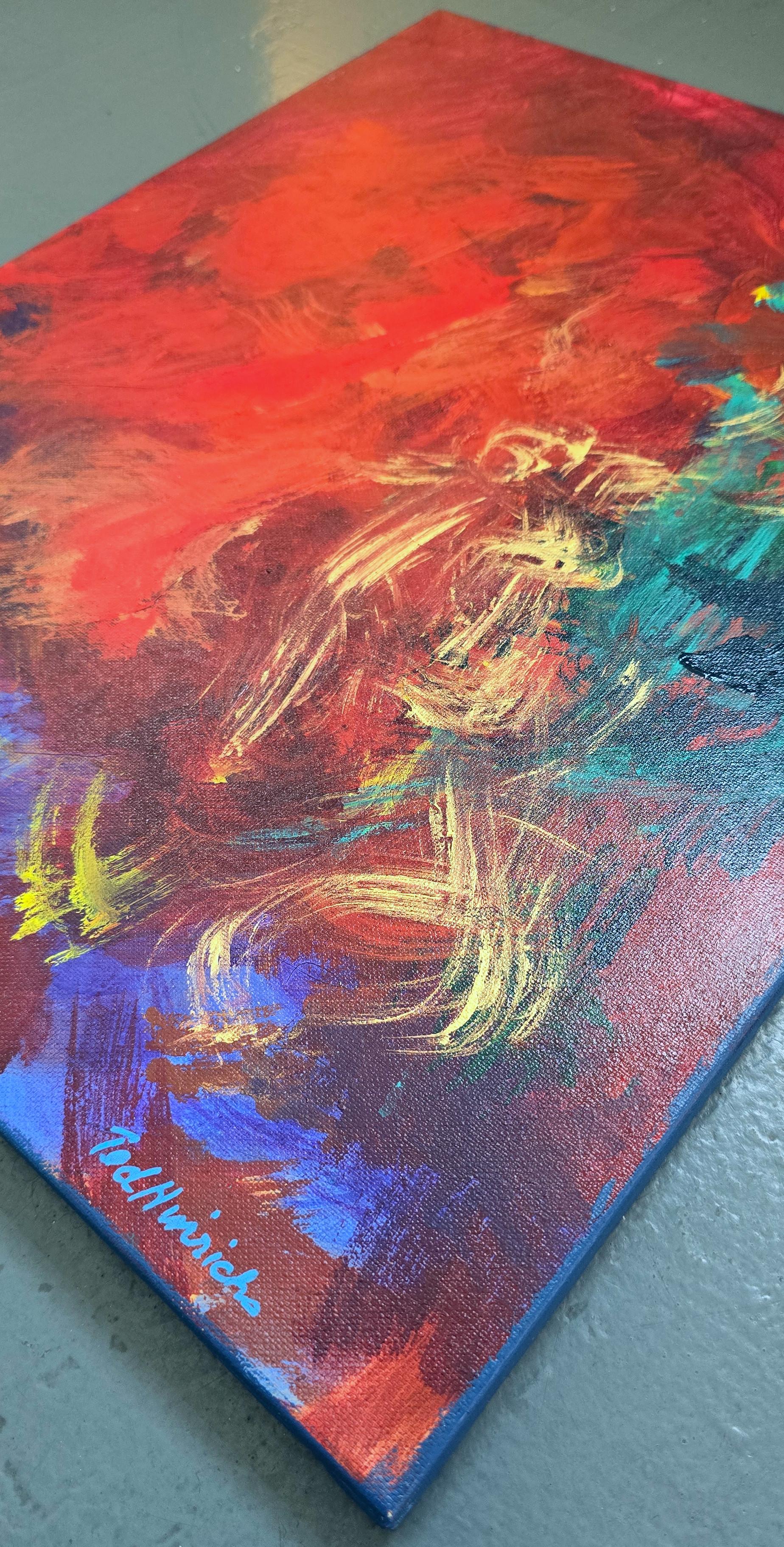 Discovering Red (Gestural Abstraction, Red, Green, Blue, Gold, ~35% OFF) im Angebot 2