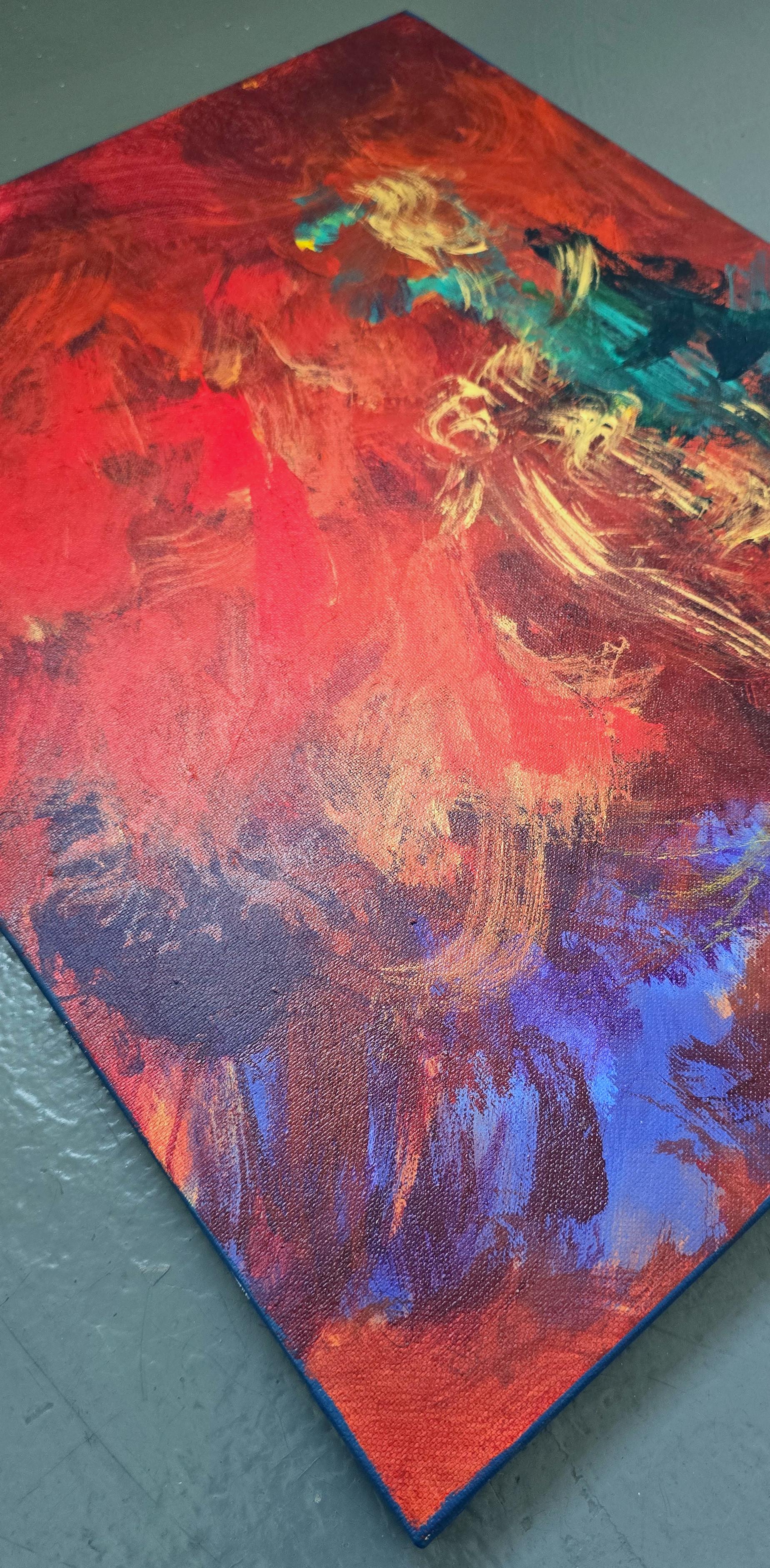 Discovering Red (Gestural Abstraction, Red, Green, Blue, Gold, ~35% OFF) im Angebot 3