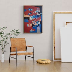 Elijah und die Ravenen (Cubist, Rot, Blau, Schwarz, Orange, Lila, Abstrakt)