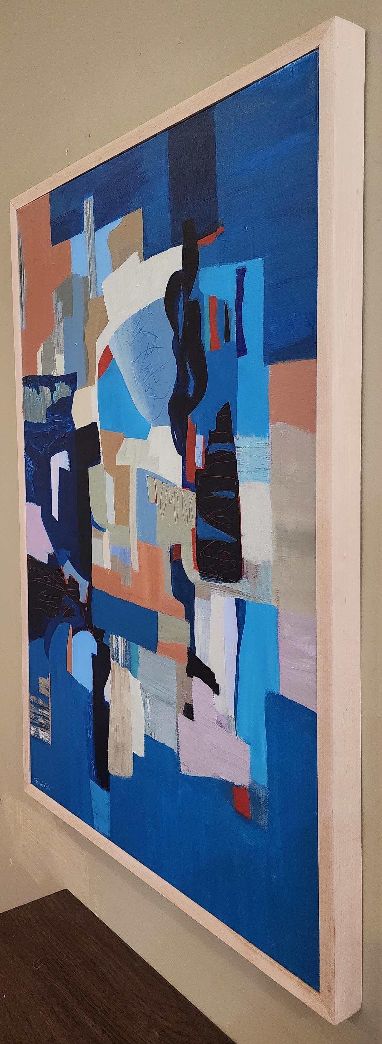 Elijah and the Widow (Abstract, Acrylique, Abstraction gestuelle, Cubiste, Rouge Bleu) en vente 1