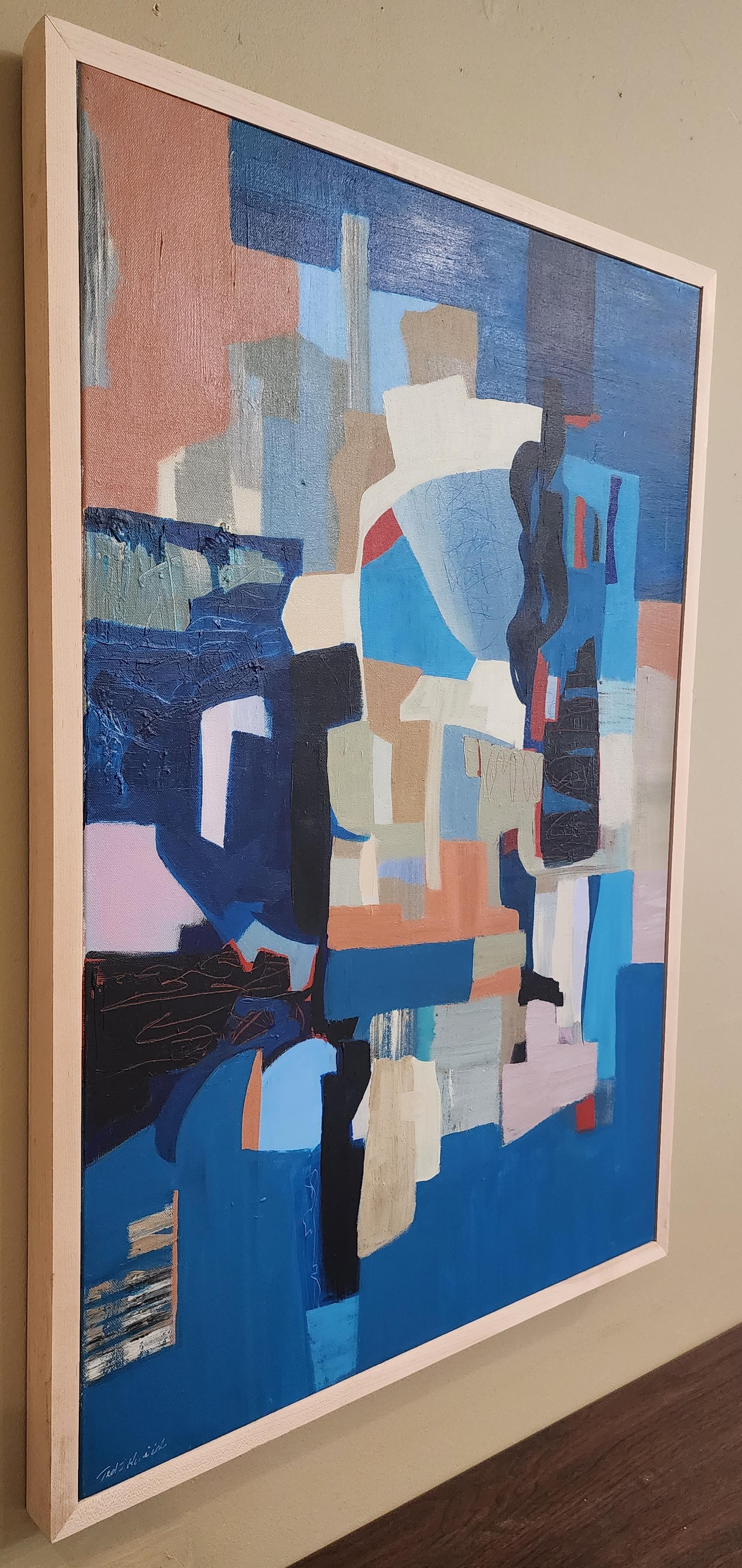 Elijah and the Widow (Abstract, Acrylique, Abstraction gestuelle, Cubiste, Rouge Bleu) en vente 2