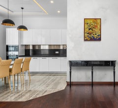 Energy II (Splatter, Beige, Brown, Gold Leaf, Blue, Red, Black, Abstraction))