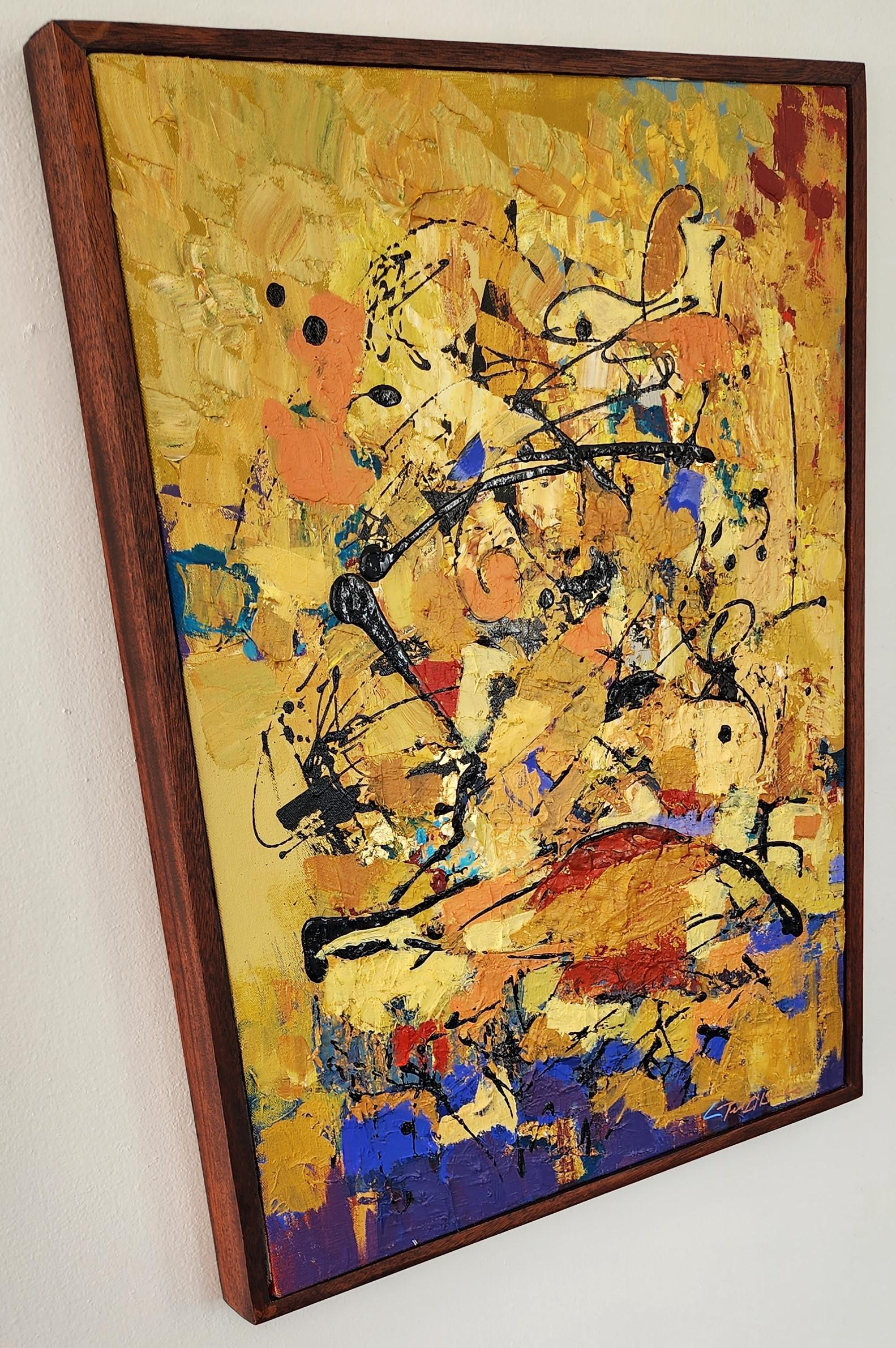 Energy (Splatter, Beige, Brown, Gold Leaf, Blue, Red, Black, Abstraction)) For Sale 3