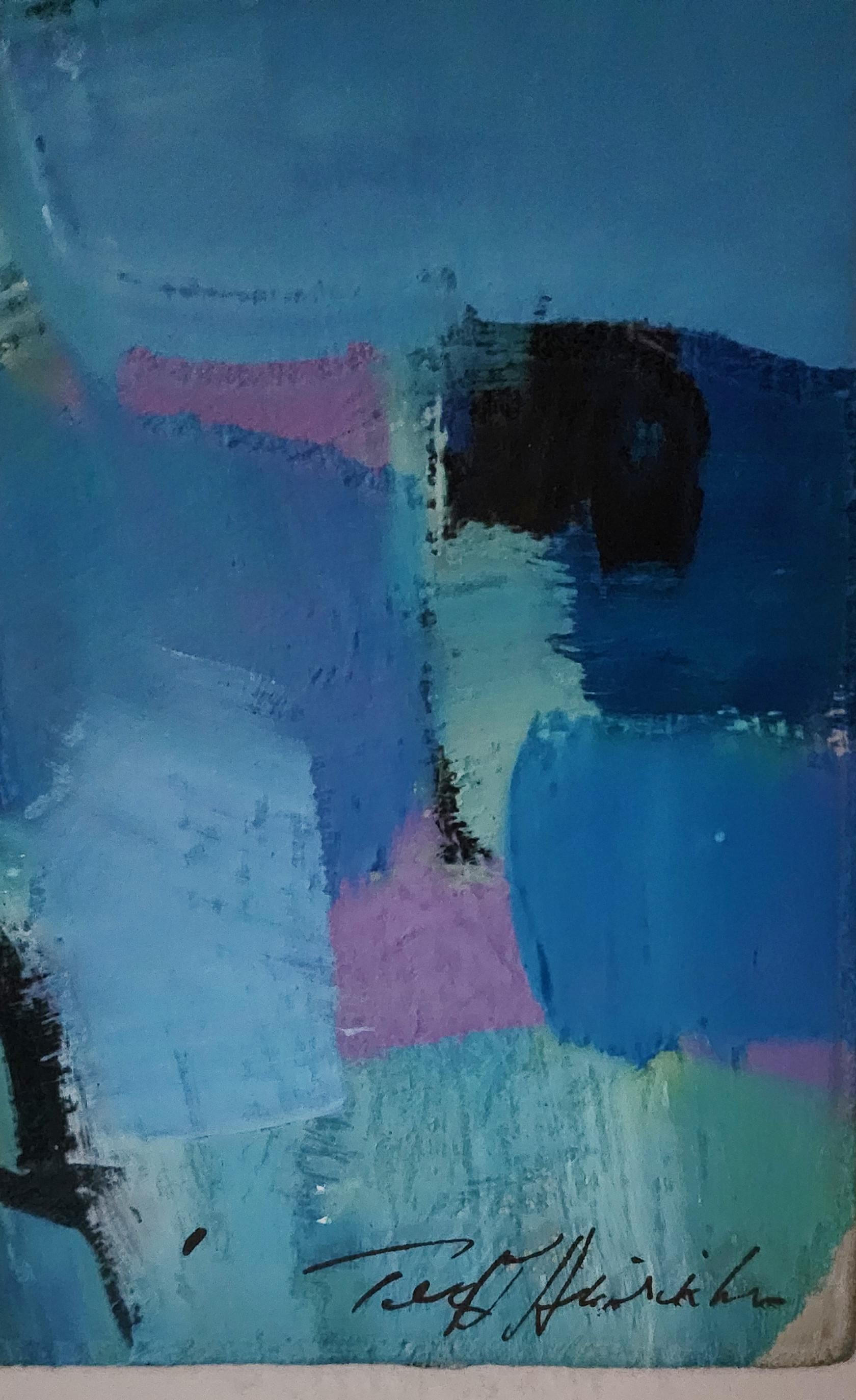 Ice (Abstract, Acrylic, Gestural Abstraction, Blue, Dark Blue, Navy Blue) For Sale 2