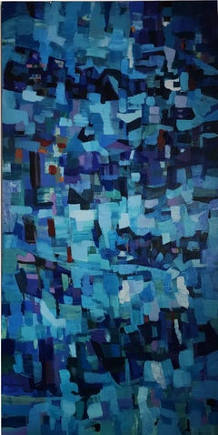Ice (Abstract, Acrylic, Gestural Abstraction, Blue, Dark Blue, Navy Blue)