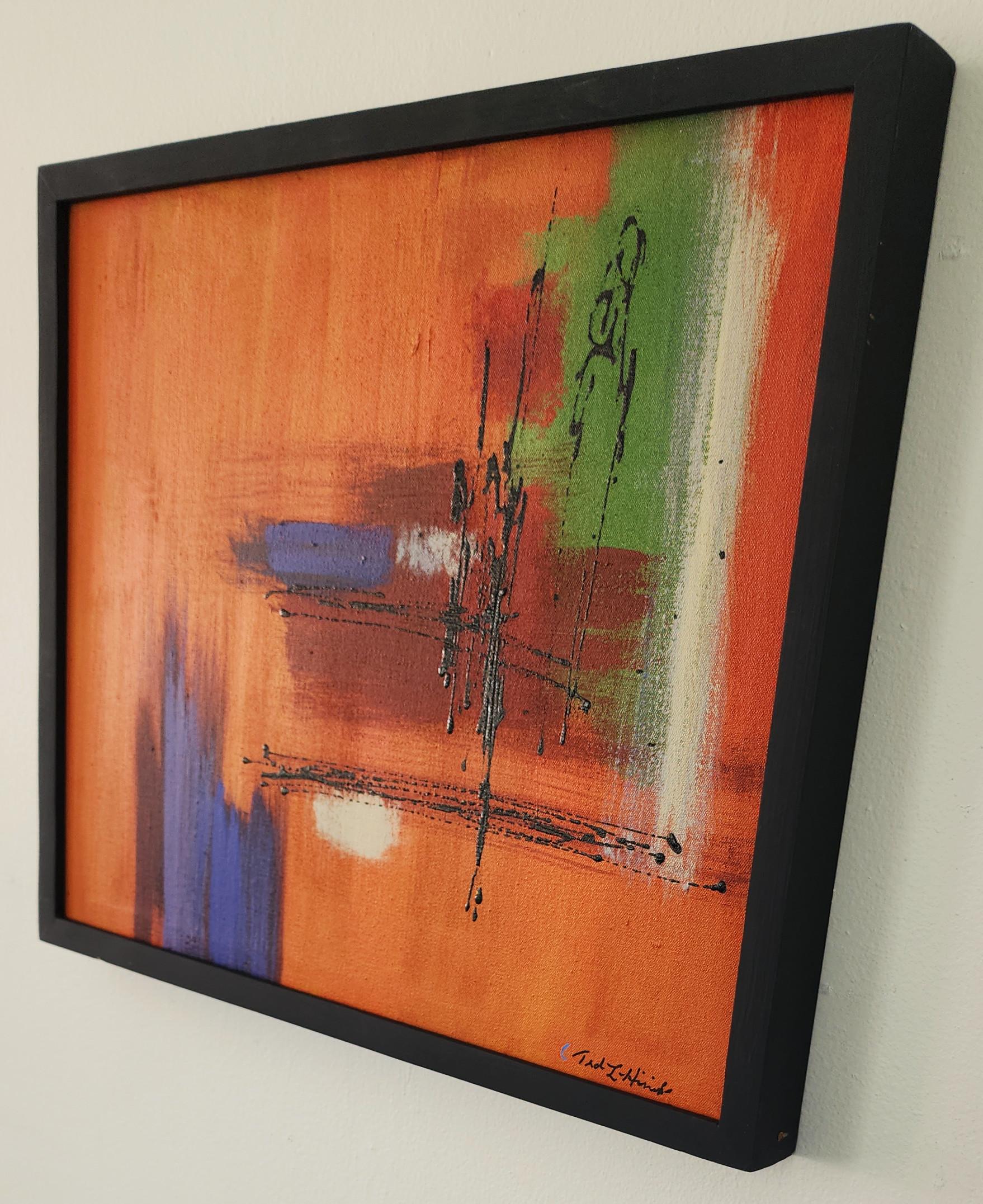 Influence of Autumn (Gestural Abstraction, Orange, Red, Blue, Green, Black) For Sale 2