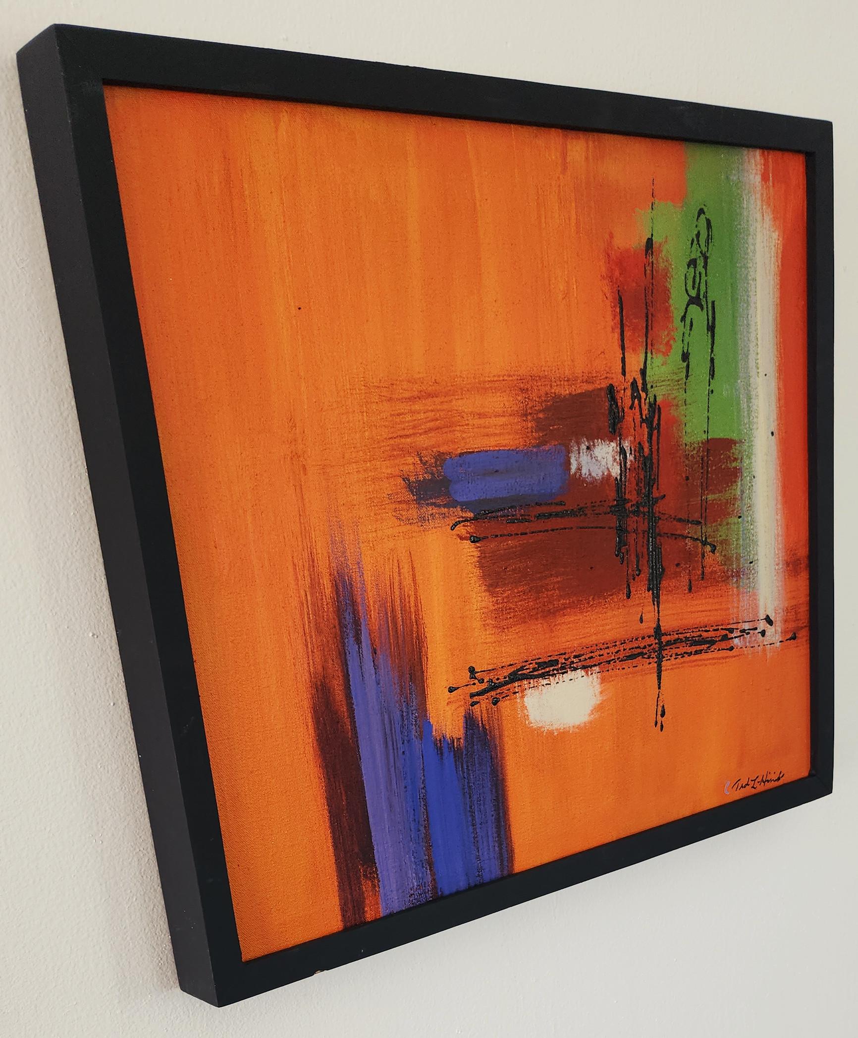 Influence of Autumn (Gestural Abstraction, Orange, Red, Blue, Green, Black) For Sale 3