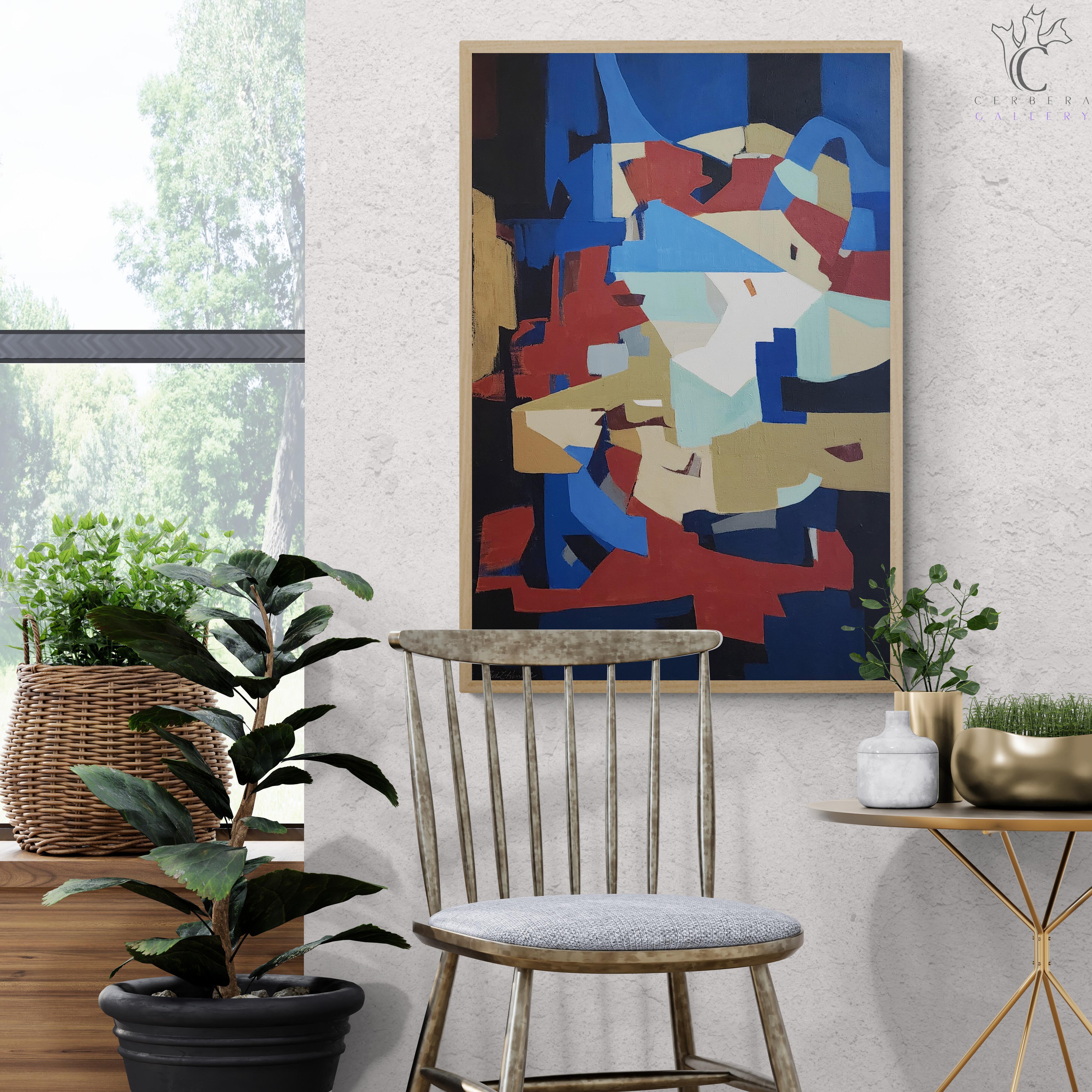 Jericho (Astratto, Acrilico, Astrazione gestuale, Cubista, Blu, Azzurro) - Painting Cubismo di Ted Hinrichs