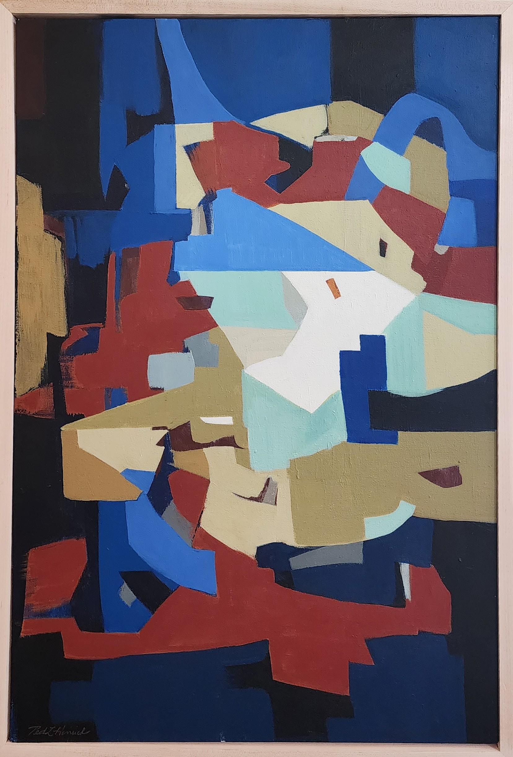Jericho (Astratto, Acrilico, Astrazione gestuale, Cubista, Blu, Azzurro) - Abstract Painting Nero di Ted Hinrichs
