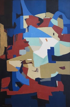 Jericho (Abstract, Acrylic, Gestural Abstraction, Cubist, Blue, Light Blue)