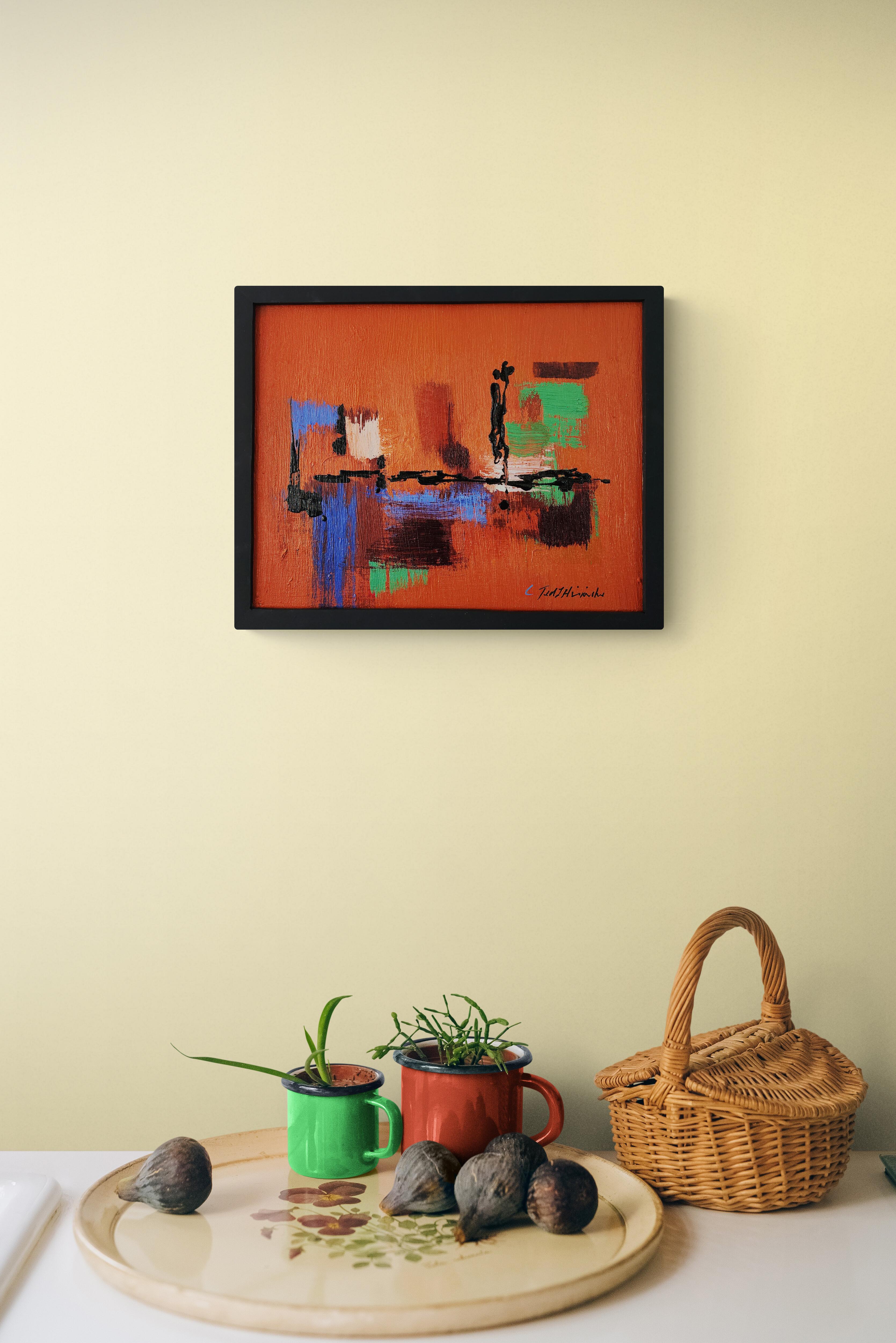 Oaxaca (Abstract, Acrylic, Orange, Red, Blue, Green, Black, Minimal) For Sale 1
