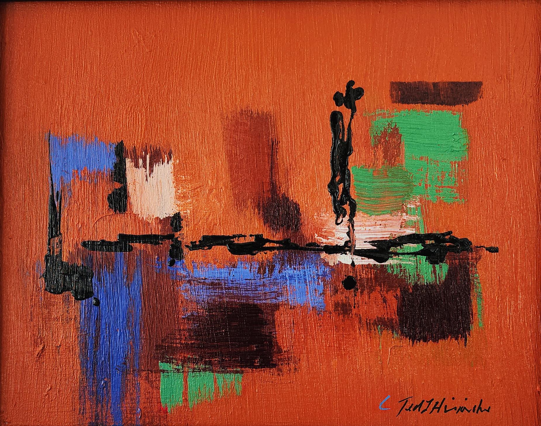 Oaxaca (Abstract, Acrylic, Orange, Red, Blue, Green, Black, Minimal) For Sale 2