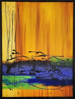 Spirit of Nature (Abstraction, Drips, Orange, Yellow, Blue, Green, Black)