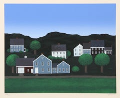 Hillside Town, Arte Popular Serigrafiado por Ted Jeremenko
