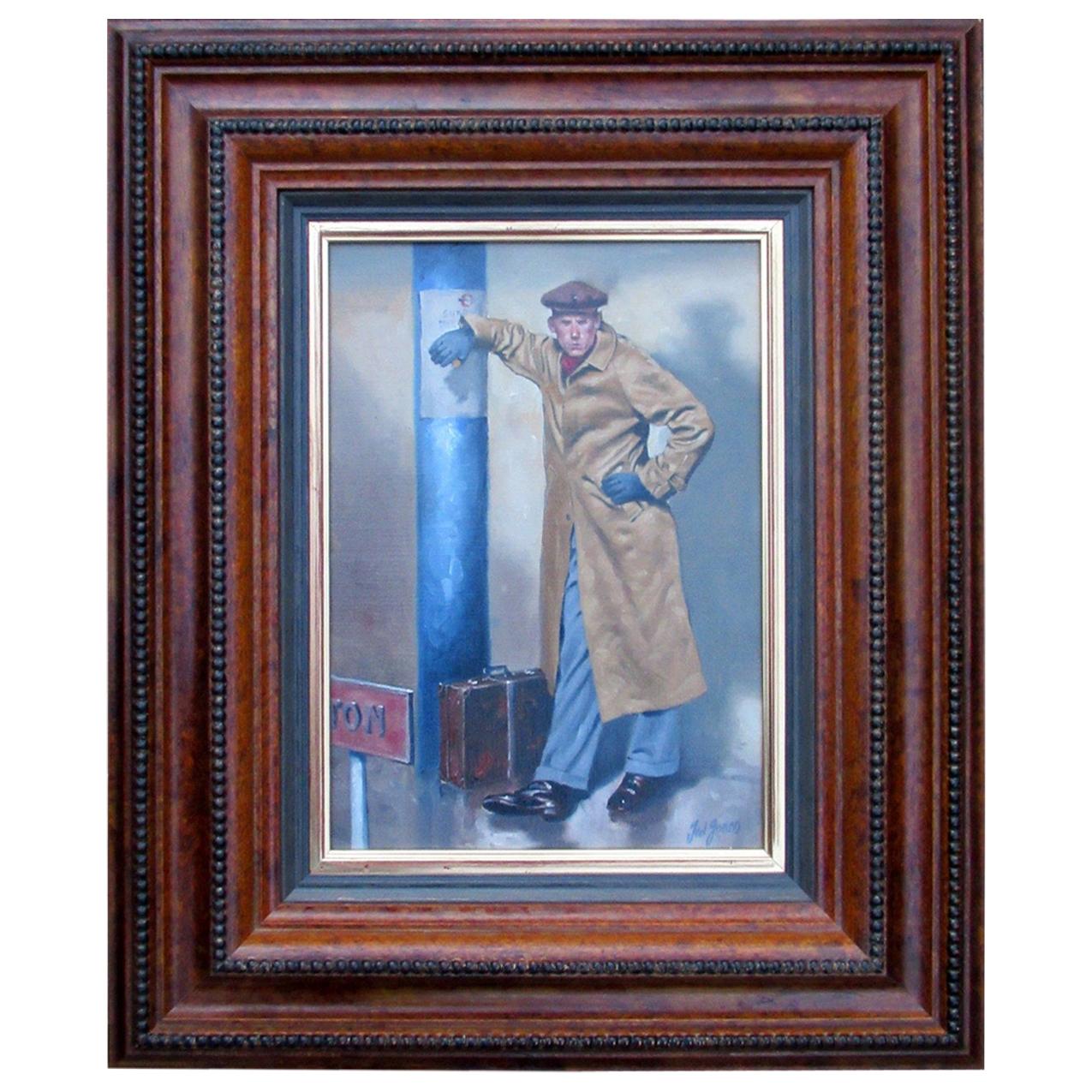 Ted Jones Dublin Ireland Oil Painting on Canvas Surbiton Train Station