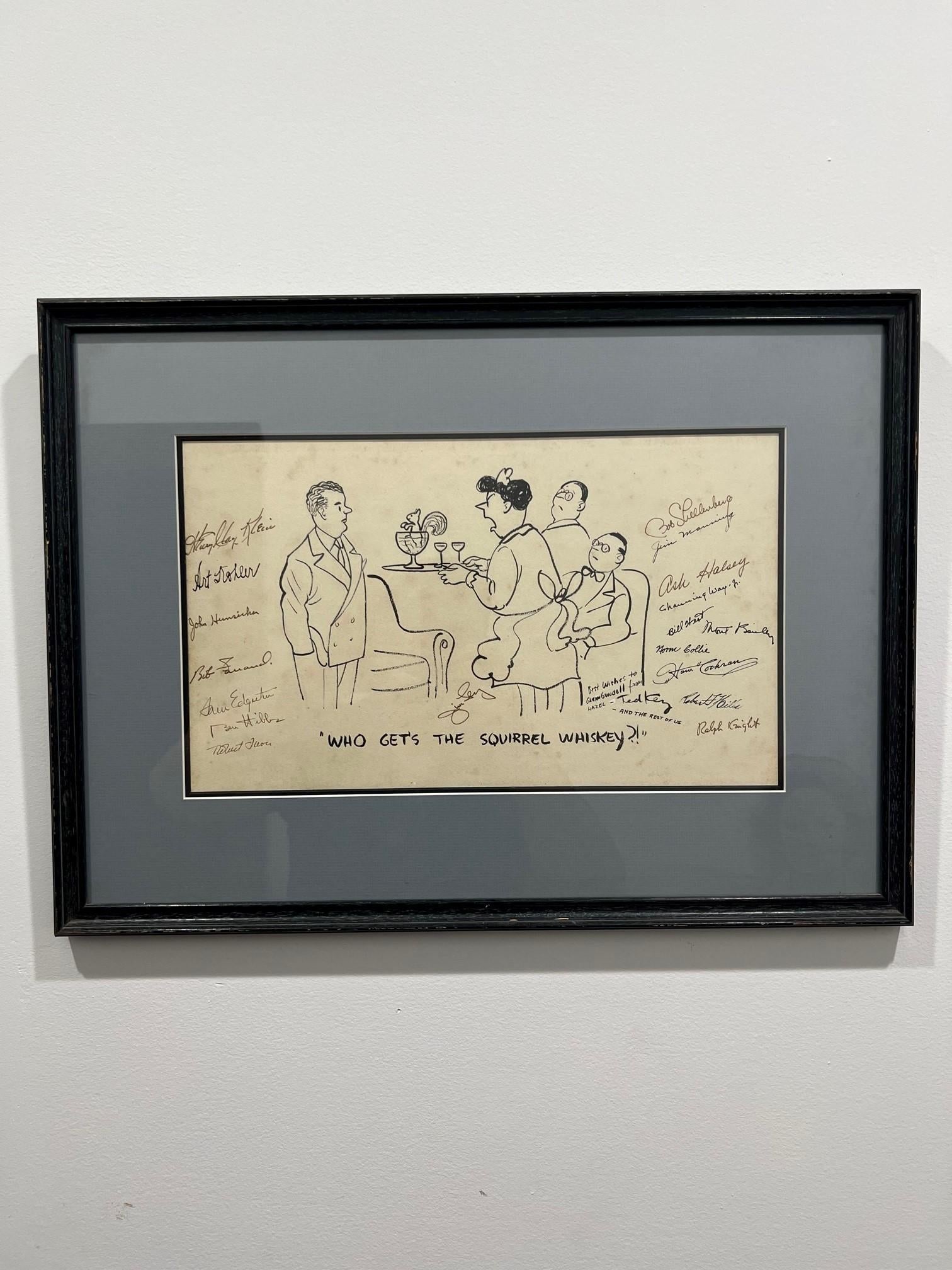 Ted Key Original Hazel Cartoon-Kunst „ Who Gets The Squirrel Whiskey“ signiert (amerikanisch) im Angebot