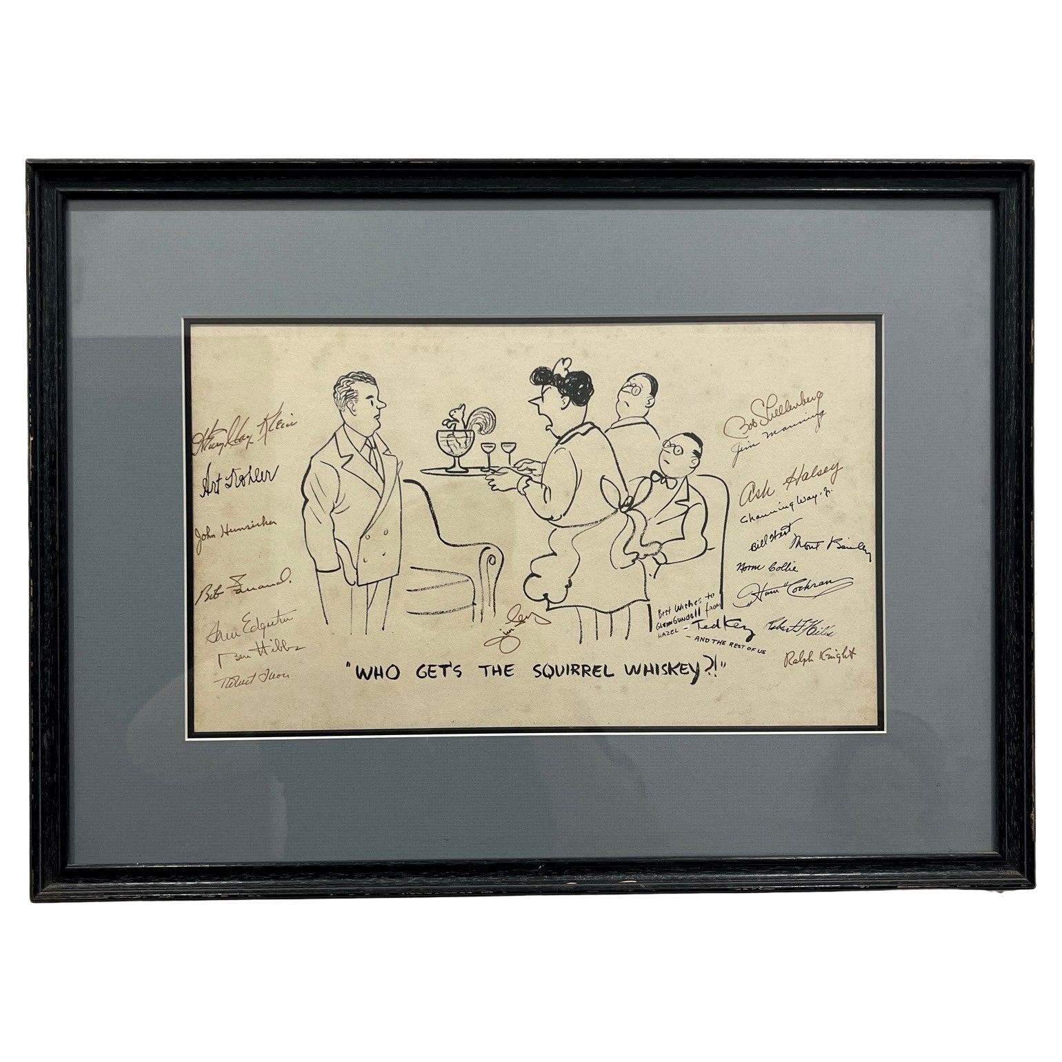 Ted Key Original Hazel Cartoon-Kunst „ Who Gets The Squirrel Whiskey“ signiert im Angebot