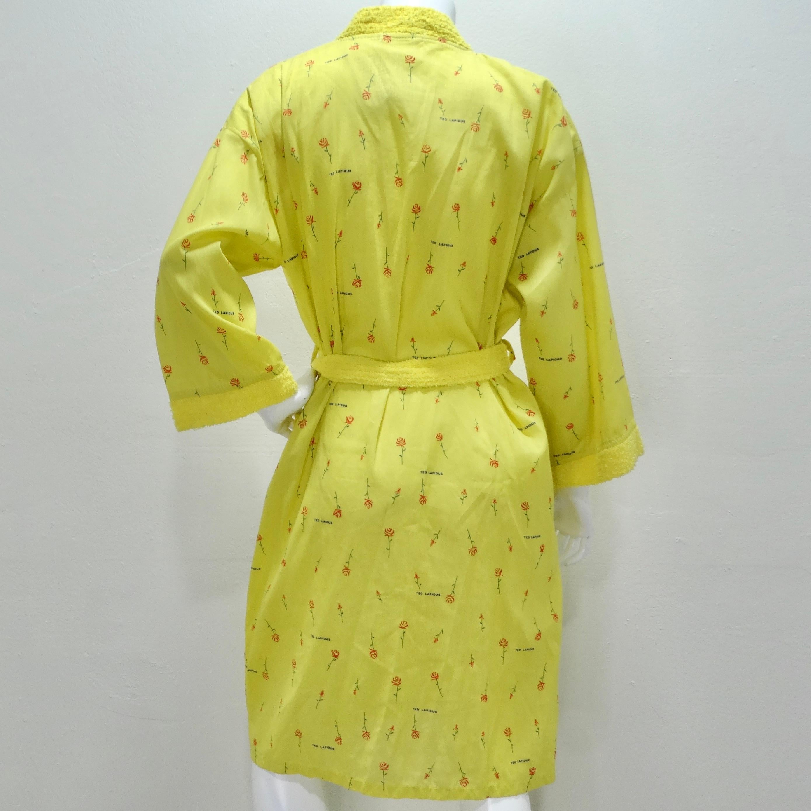 Ted Lapidus 1980s Rose Print Robe For Sale 2