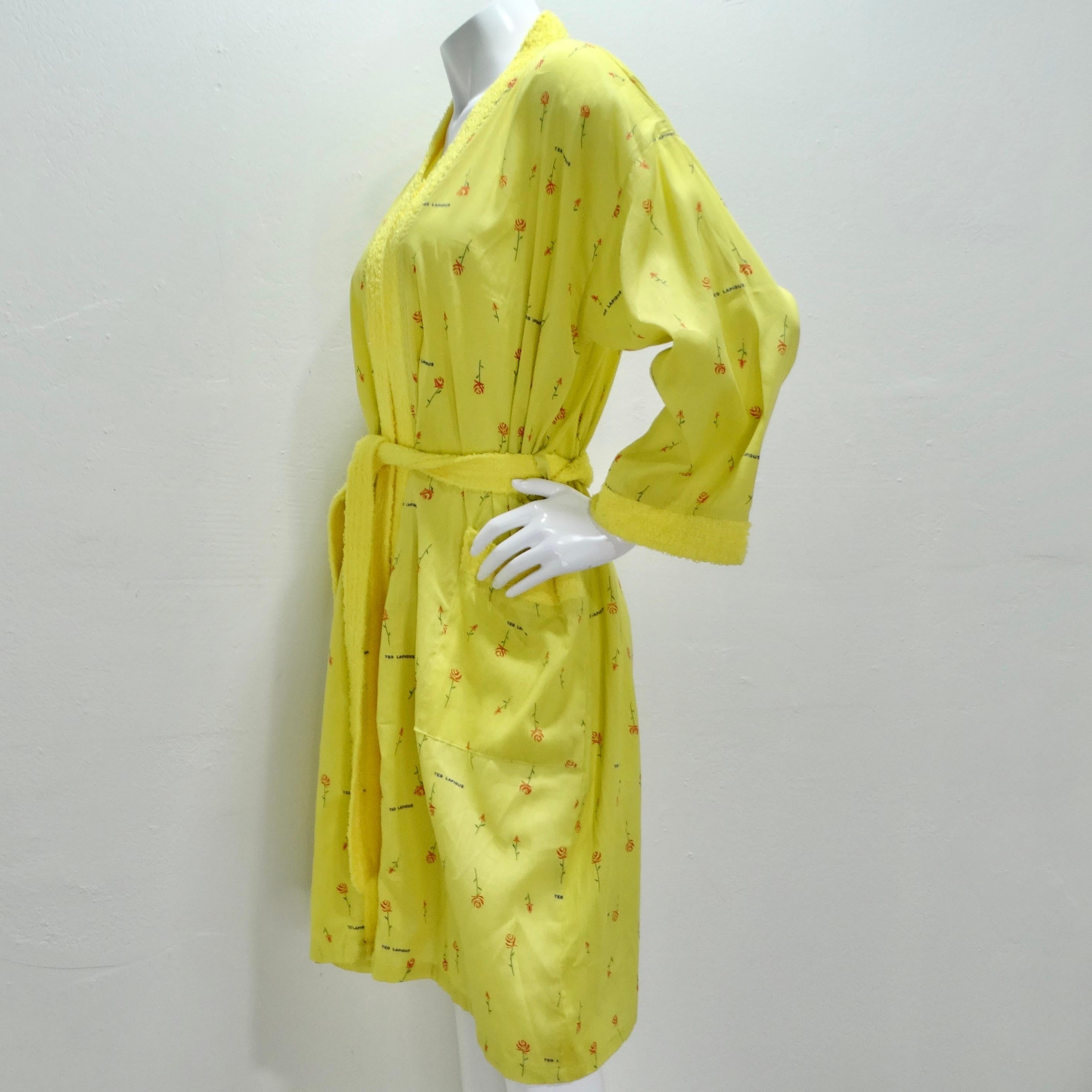 Ted Lapidus 1980s Rose Print Robe For Sale 3