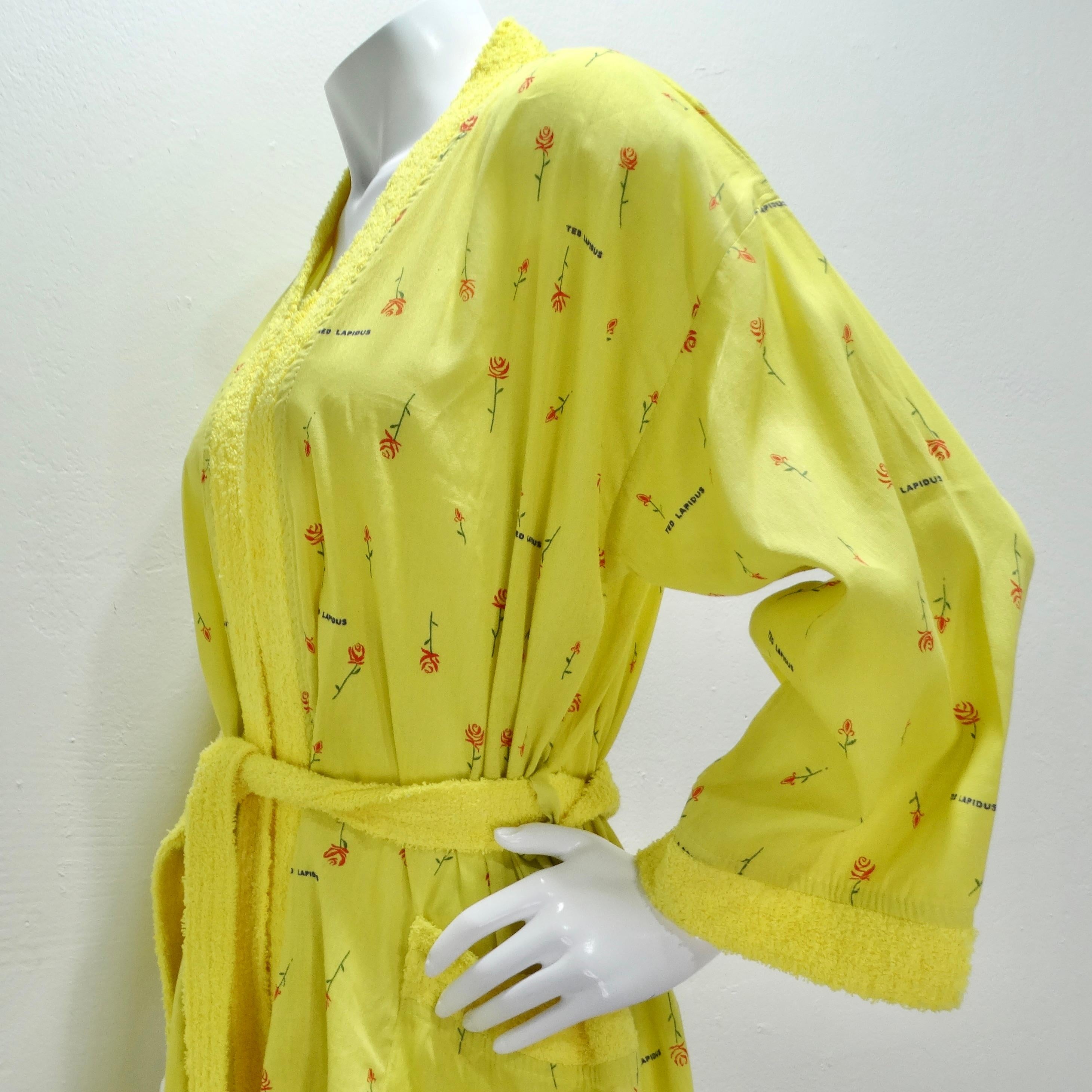 Ted Lapidus 1980s Rose Print Robe For Sale 4