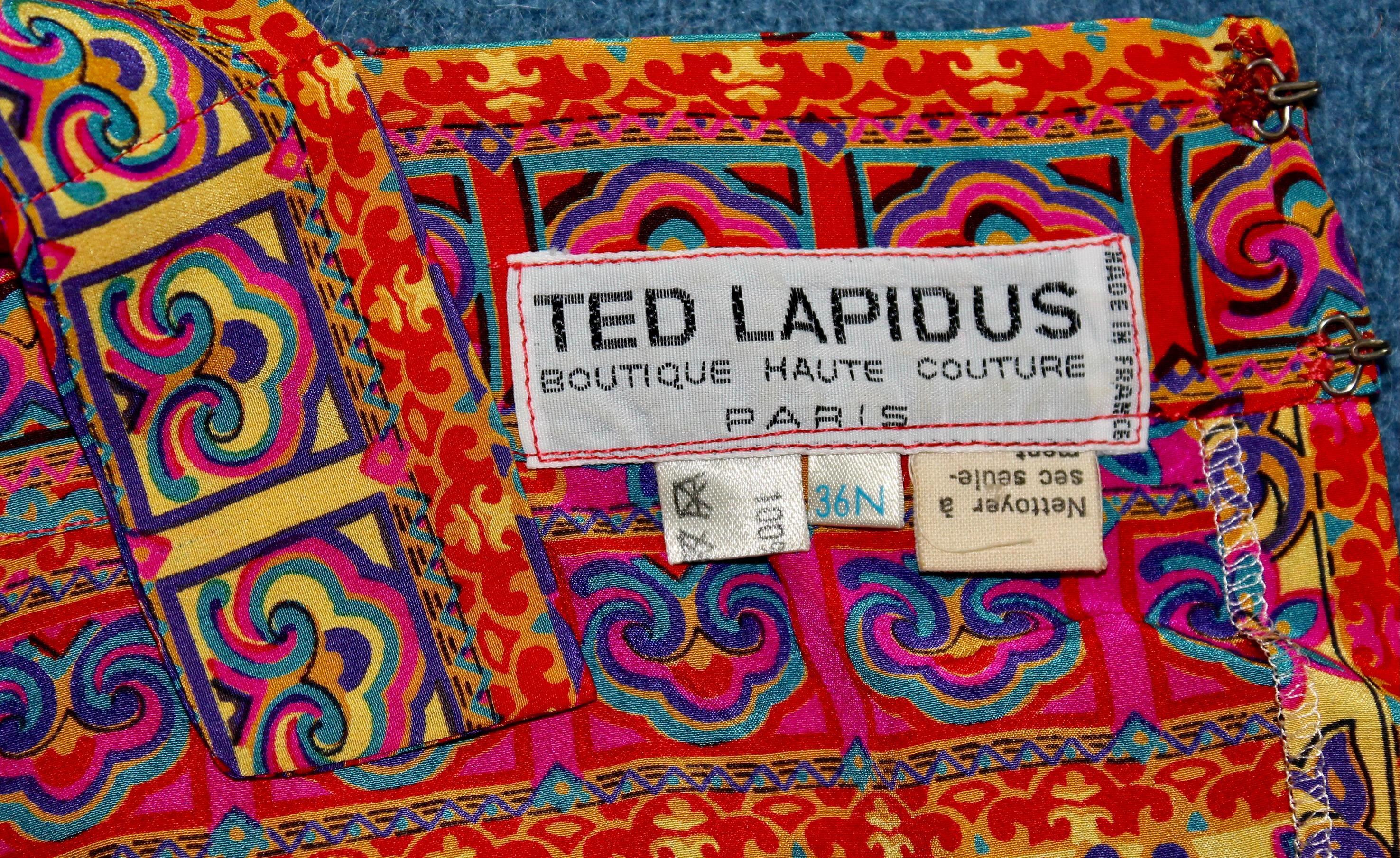 Ted Lapidus Boutique Haute Couture Paris Silk Top/Skirt For Sale 7
