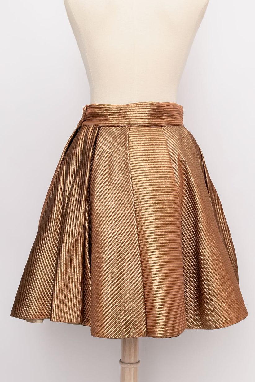 Brown Ted Lapidus Brocade Skirt, Size 36FR