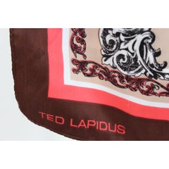 Ted Lapidus Brown Red Floral Scarf 1980s