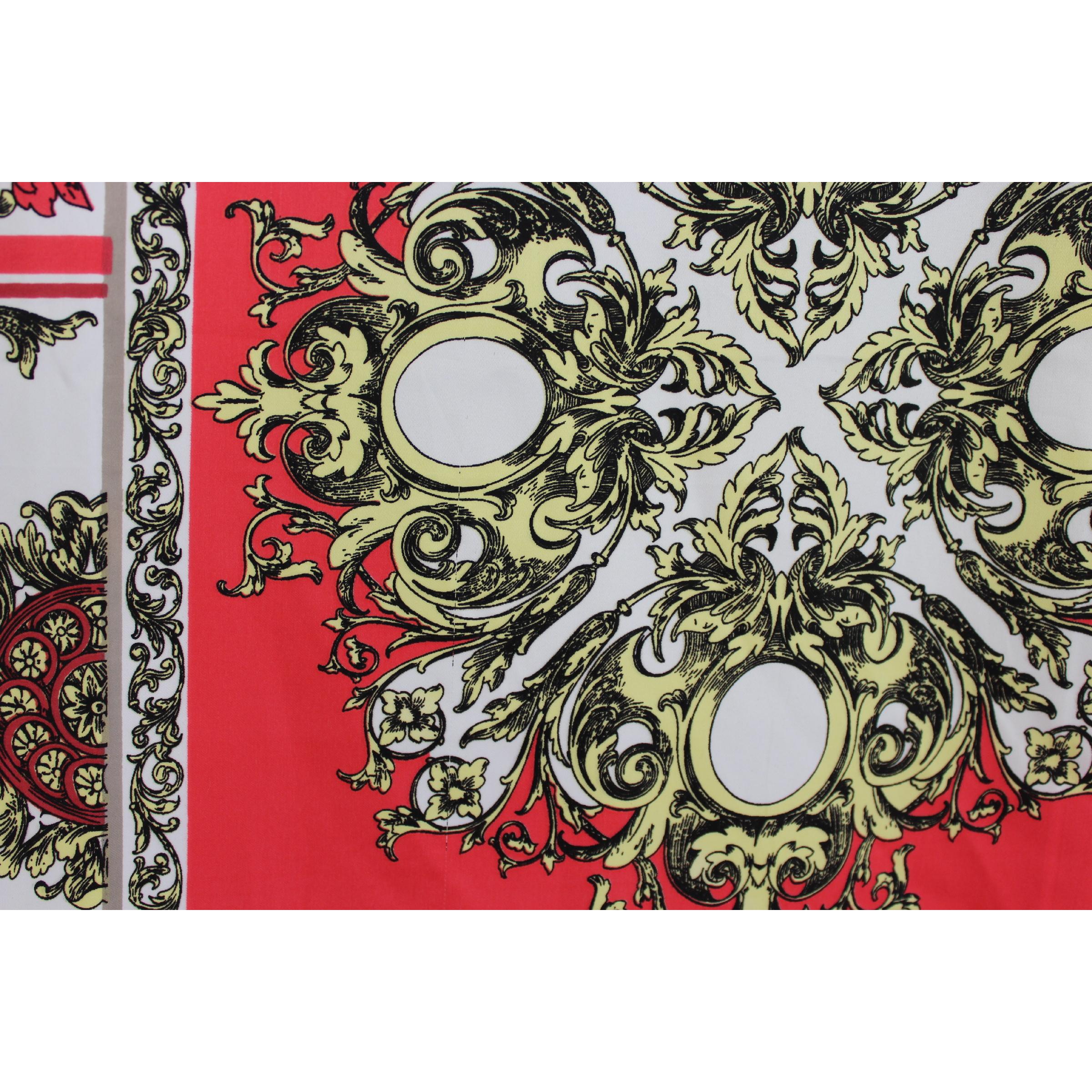 Ted Lapidus Brown Red Floral Scarf 1980s In Excellent Condition For Sale In Brindisi, Bt