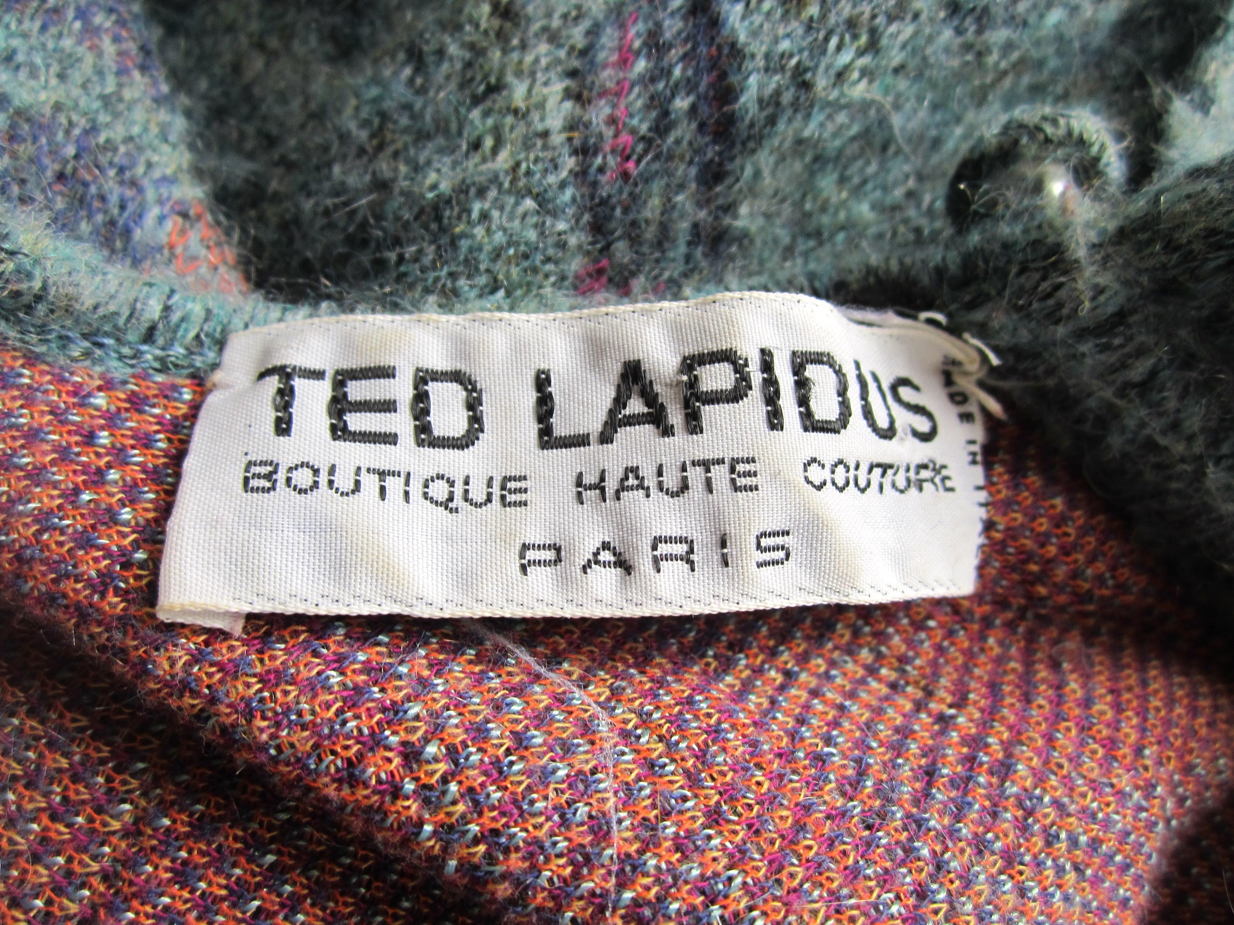 Ted Lapidus Dress Boutique Haute Couture Paris Vintage -36 1980s XS-S For Sale 4