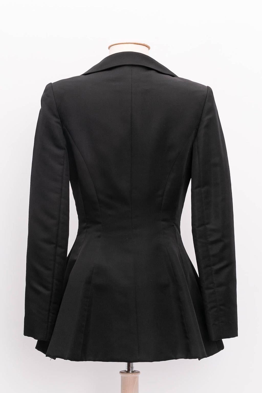 Ted Lapidus Haute Couture Black Satin Jacket In Excellent Condition For Sale In SAINT-OUEN-SUR-SEINE, FR
