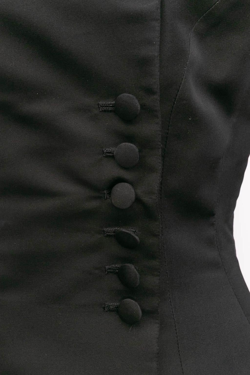 Ted Lapidus Haute Couture Black Satin Jacket For Sale 1