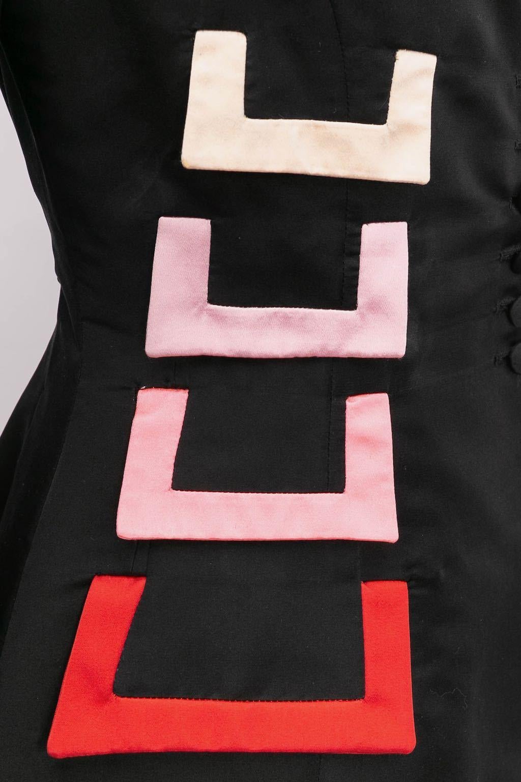 Ted Lapidus Haute Couture Black Satin Jacket For Sale 2