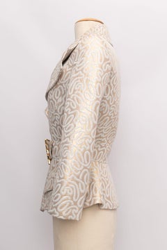Ted Lapidus Haute Couture Brocade Jacket Overstitched with Golden Threads