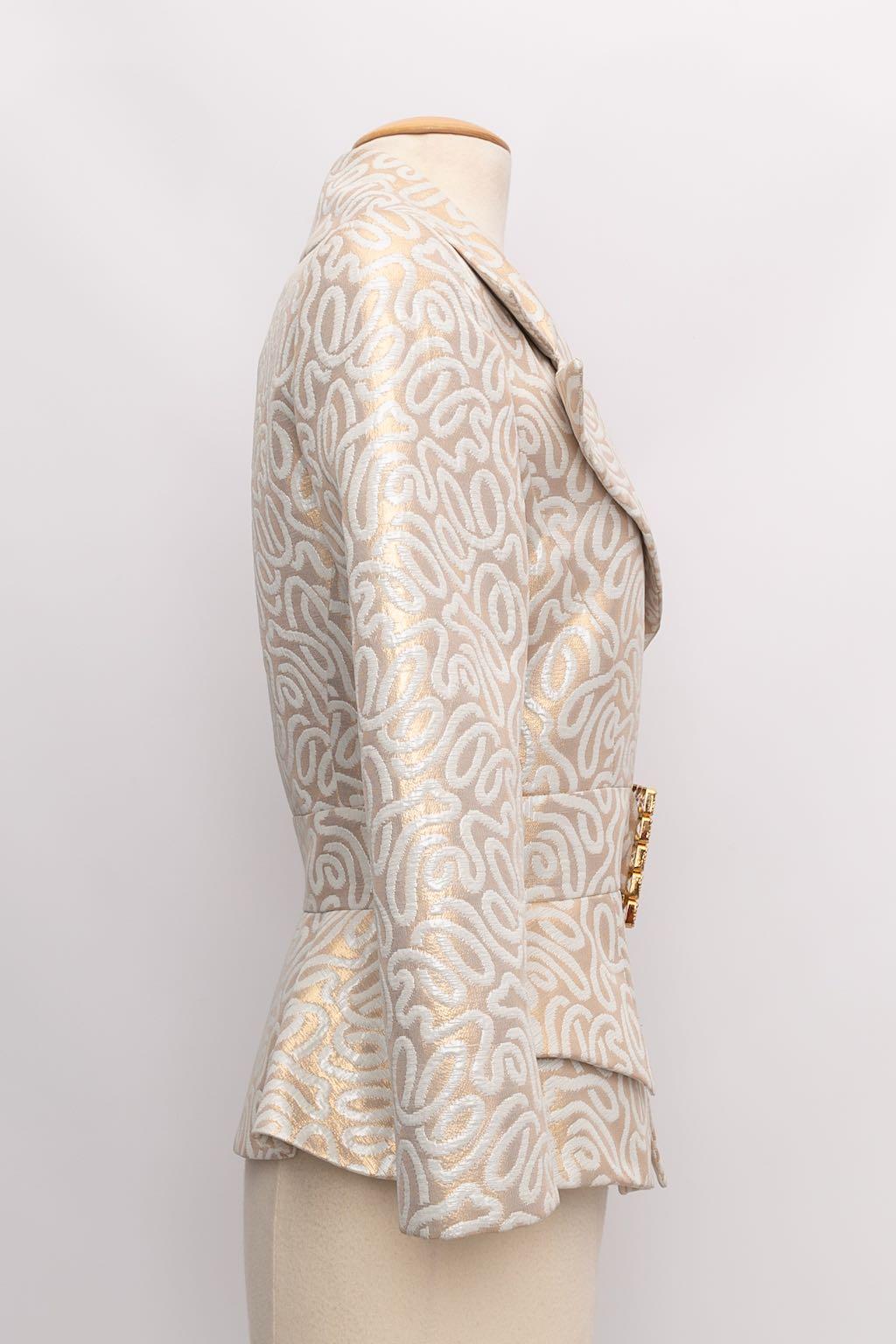 Ted Lapidus Haute Couture veste en brocart surpiquée de fils dorés Pour femmes en vente