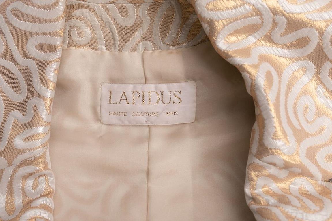 Ted Lapidus Haute Couture Brocade Jacket Overstitched with Golden Threads For Sale 2