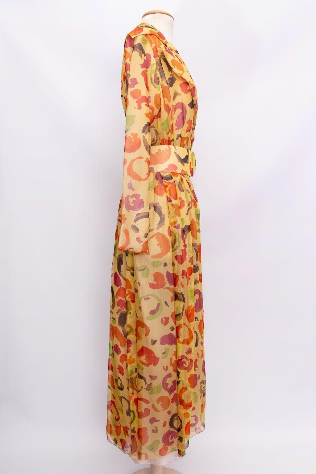 Women's Ted Lapidus Haute Couture Wrap Chiffon Dress, Size 36FR For Sale