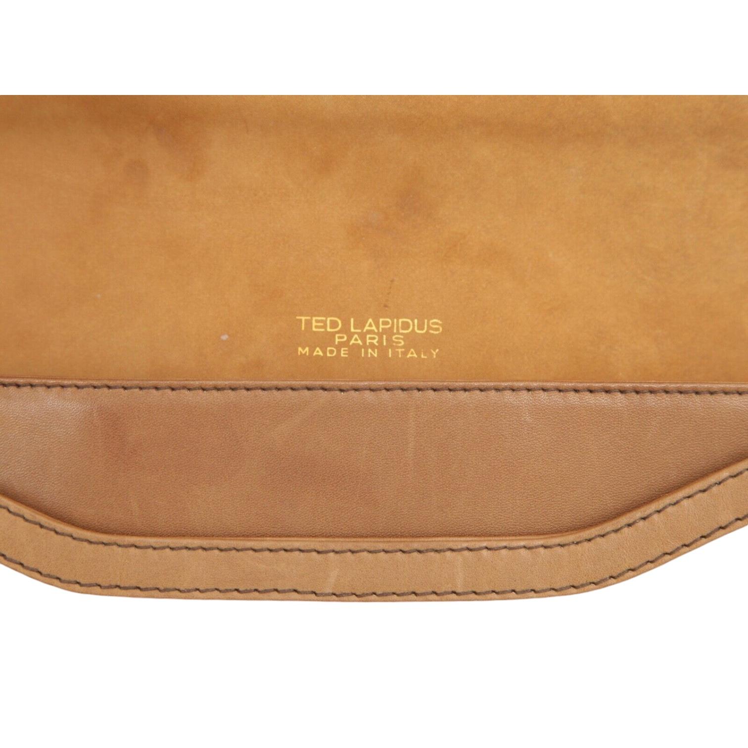 TED LAPIDUS PARIS Bolso de hombro Piel de ante Tan Flap Gold-Tone HW VINTAGE en venta 5