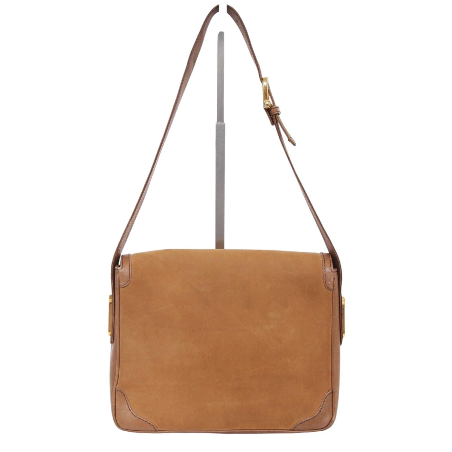 TED LAPIDUS PARIS Bolso de hombro Piel de ante Tan Flap Gold-Tone HW VINTAGE en venta 4