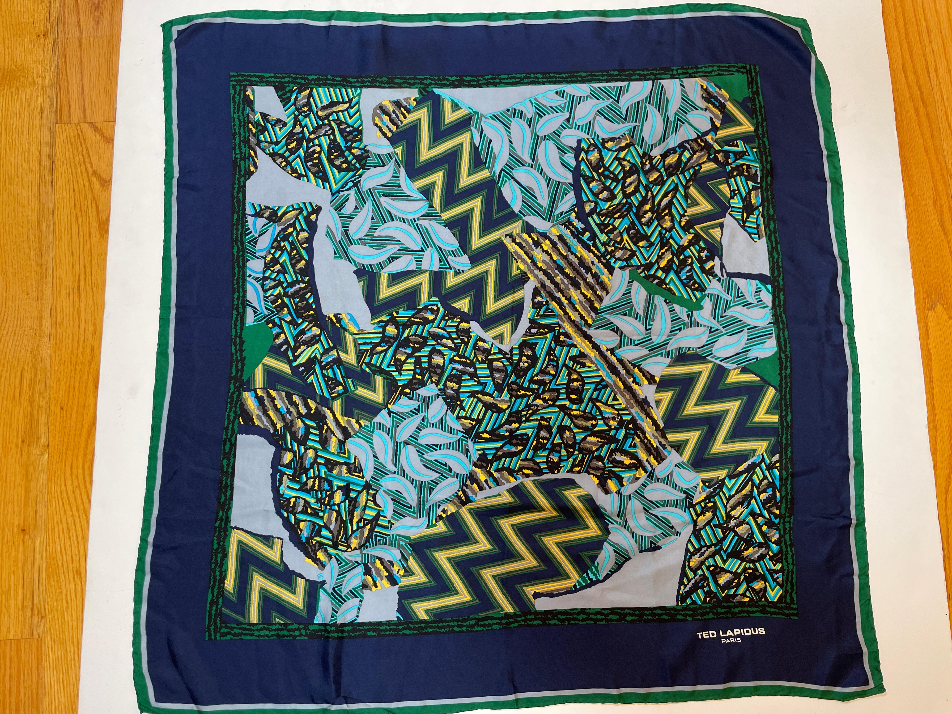 Ted Lapidus Paris Silk Scarf 1970s In Good Condition For Sale In North Hollywood, CA