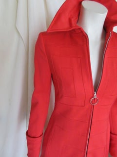 Ted Lapidus Paris Vintage 1970s Women's Orange Tricot Coat, Size Small