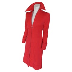 Ted Lapidus Paris Vintage 1970s Women's Orange Tricot Coat, Size Small