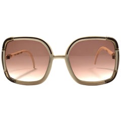 Ted Lapidus Paris Vintage Beige and Gold Sunglasses, 1970 