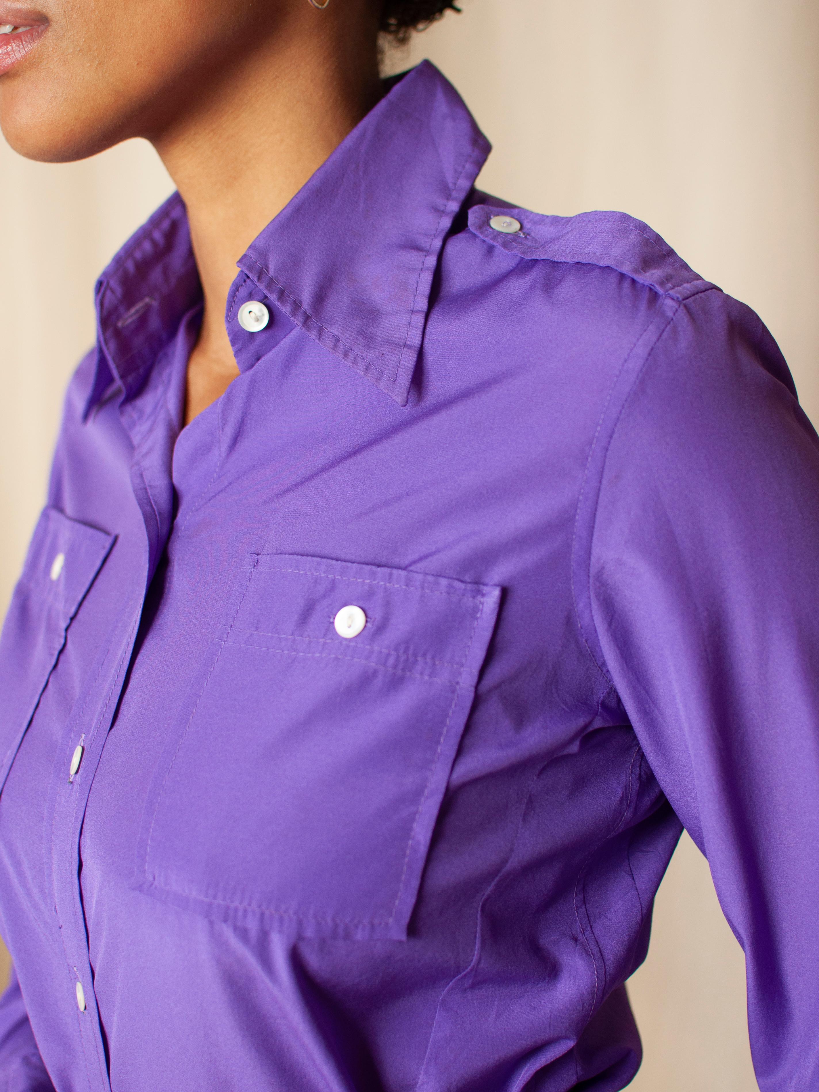  Ted Lapidus Purple Military Blouse 1970s For Sale 4