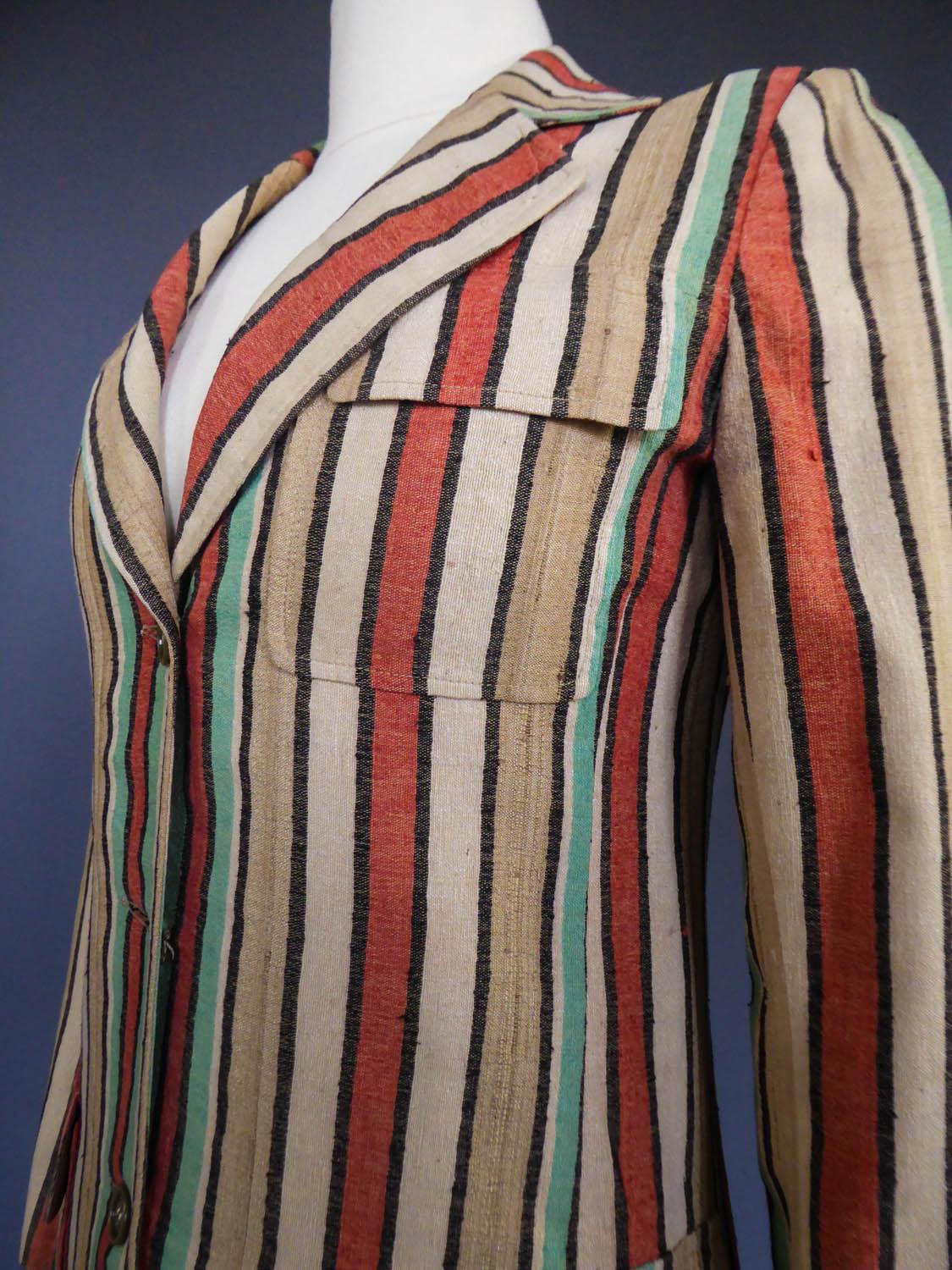 Ted Lapidus - Veste en soie rayée brute à rayures, circa 1975 en vente 7